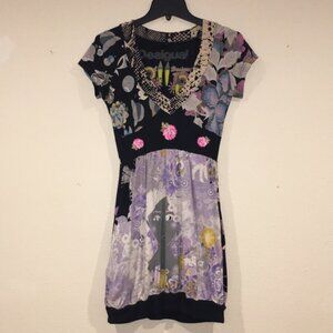 DESIGUAL modern abstract graphic top Dress sz S